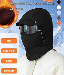 abordables -Masque intégral coupe-vent d'hiver pour activités de plein air, avec bonnet militaire doublé en polaire, cagoule unisexe pour temps froid, bonnet trappeur chaud et épais idéal pour le vélo, le ski et