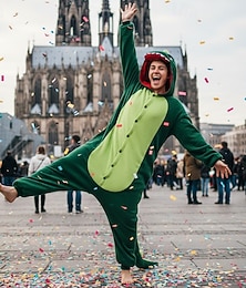 preiswerte -Kigurumi-Pyjamas Ausgefallene Kostüme Nachtwäsche Tier Dinosaurier Zeichentrick Warm Schlafanzug Lustiges Kostüm Erwachsene Unisex Männer und Frauen Weihnachten Halloween Karneval Party Leistung