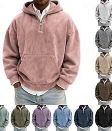 economico -Per uomo Felpa con cappuccio Felpa con cappuccio e zip corta Nero Bianco Verde chiaro Rosa Verde militare Con Cappuccio Semplice Tasca a marsupio Sport & Outdoor Casuale Quotidiano Vintage Streetwear