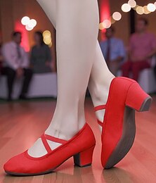 baratos -Sapatos de dança de lona para mulheres - confortáveis sapatos profissionais de salto alto com tiras cruzadas para prática de dança de salão/latina, ideais para apresentações femininas. &treinamento de