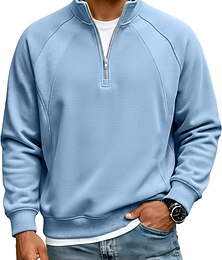 זול -בגדי ריקוד גברים חולצות פולו רבע זיפ פולו לבוש יומיומי פגישה (דייט) רבע מיקוד שרוול ארוך אופנתי בסיסי אחיד רוכסן אביב סתיו רגיל פול משמש שחור לבן אודם כחול כהה חולצות פולו