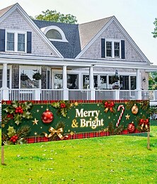 economico -Striscione natalizio per esterni, decorazione fantasy a tema festivo, copertura per scena da parete del cortile o porta del garage