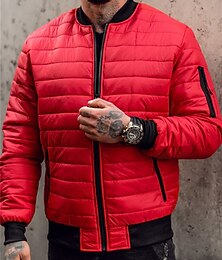 Недорогие -Муж. Зимнее пальто Пуховик Карман Полиэстер Отпуск На каждый день Свидание Обычная Мода На каждый день Удобный Сохраняет тепло Наступила зима Сплошной/однотонный цвет