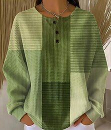 olcso -Női Pulóver pulóver Grafika Mértani Elegáns Divat Munkahelyi Hosszú ujj Terített nyak Normál felsők Otthon Munka Utca Gombok Fehér Arcpír rózsaszín Narancssárga Lóhere Tavasz Ősz Tél