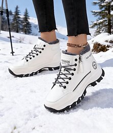Недорогие -Женские теплые зимние кроссовки с флисовой подкладкой – водонепроницаемые нескользящие походные туфли для холодной погоды, повседневная обувь для ежедневных прогулок