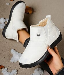 economico -stivaletti invernali bianchi da donna - racchette da neve impermeabili foderate in pelliccia sintetica, calzature da esterno calde e leggere per outfit invernali quotidiani