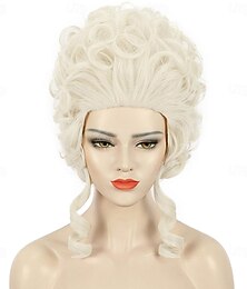 halpa -naisten lyhyt valkoinen vaalea kihara peruukki kuningatar siirtomaa-peruukki halloween-juhlapukuperuukki