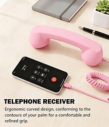 お買い得  -レトロな電話ハンドセット、タイプC、スマートフォン用有線レシーバー、クラシックな電話スタイルのヘッドセット、マイク付き、ノイズ低減、プラグアンドプレイ、オフィス、家庭用