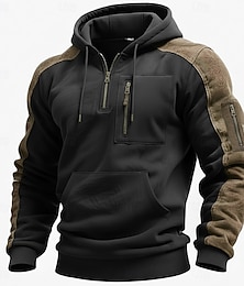 economico -Per uomo Felpa con cappuccio e zip corta Felpa con cappuccio tattica Nero Verde militare Blu marino Con Cappuccio Semplice Cerniera Sport & Outdoor Casuale Quotidiano Streetwear Cool Abbigliamento