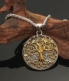 preiswerte -Wikinger-Halskette mit Lebensbaum-Anhänger für Herren – Legierungsmaterial, Vintage-Design in Gold und Silber, nordisch inspiriert, perfektes Geschenk für Naturliebhaber, für legere und formelle Anlässe