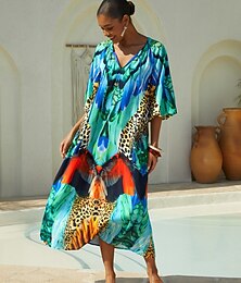 abordables -robe longue fluide en mousseline de soie style jungle sauvage