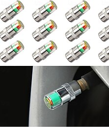 お買い得  -12個の車のタイヤ空気圧モニターバルブステムキャップ、3色のアイアラートバルブステムキャップセンサーインジケーター、2.4bar 36psiタイヤ空気圧ゲージバルブキャップ、車、SUV、トラック、オートバイ、自転車用