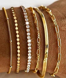 abordables -Con Cuentas Clásico Diamante Bohemio Legierung Pulsera pulsera Plata / Dorado Para Diario Festivos