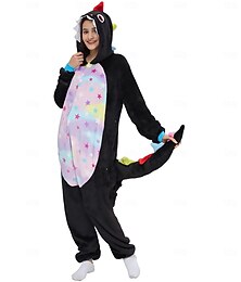 abordables -Pyjama Kigurumi Costume de Groupe Costume grenouillère Animal Dragon Fantaisie Chaud Confortable À capuche Toison Adulte Homme Femmes Unisexe Halloween Carnaval Soirée Performance Vêtements de Maison