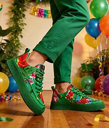 abordables -Baskets rouges à fleurs pour hommes – un design tendance et un confort optimal, parfaites pour les soirées décontractées, la Saint-Patrick et les événements festifs.