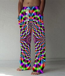 お買い得  -男性用 サマーパンツ ビーチパンツ ポケット ドローストリング 弾性ウエスト グラフィック 履き心地よい 高通気性 カジュアル 日常 祝日 ストリートファッション デザイナー イエロー ブルー ミディアムウエスト