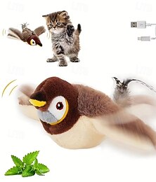 economico -giocattolo ricaricabile per uccelli che squittisce per gatti &cani - design in piuma artificiale resistente con effetto sonoro realistico, ricaricabile tramite USB, tutte le taglie di razza,