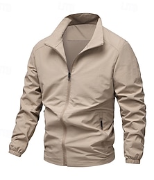 abordables -Hombre Chaqueta ligera Chaqueta casual Casual Diario Deporte Bolsillo Primavera Otoño Plano Ropa de calle Elegante Escote Chino Regular Negro Azul Marino Caqui Verde Ejército Gris Oscuro Chaquetas