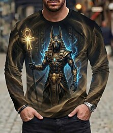 abordables -Homme 3D T-shirt manche longue T-shirt Impression 3D Col ras du cou Chemise Mode Basique Occasionnel Quotidien Rue Bleu Noir 1 Noir 2 Été Printemps Vêtement Tenue S M L XL XXL XXXL