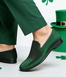 abordables -Mocassins tressés verts pour hommes – chaussures à enfiler tendance avec une texture tressée – parfaites pour les fêtes de la Saint-Patrick et les sorties décontractées
