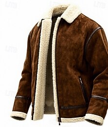 Χαμηλού Κόστους -Ανδρικά Χειμερινό παλτό Μπουφάν Faux Suede Μπουφάν fleece Casual Jacket Causal Καθημερινά Διατηρείτε Ζεστό Τσέπη Πλήρες φερμουάρ Φθινόπωρο Χειμώνας Συμπαγές Χρώμα Κομψό στυλ street Καθημερινά