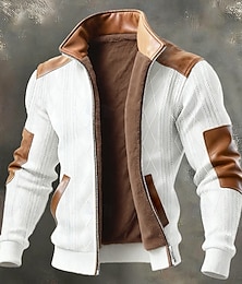 Χαμηλού Κόστους -Ανδρικά Χειμερινό παλτό Μπουφάν fleece Casual Jacket Causal Καθημερινά Διατηρείτε Ζεστό Ζακάρ Τσέπη Φθινόπωρο Χειμώνας Συνδυασμός Χρωμάτων Κομψό στυλ street Καθημερινά Όρθιος Γιακάς Κανονικό