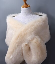 economico -Avvolgenti in Pelliccia Sintetica Scialle Donna Elegante Vintage Senza Maniche Pelliccia sintetica Stole da matrimonio Con Colore puro Per Feste Autunno