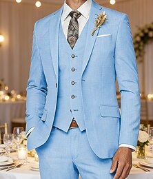 billiga -Herr Kavaj + Väst + Klänning Byxor Kavaj Företag Arbete Bröllop Mode Streetwear Höst Vinter Terylen Slät 3 st Enkelknäppt Blazer Svart Champagne Rodnande Rosa Khaki grön
