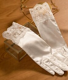 economico -Terilene Lunghezza al polso Guanti Elegante Con Ricamo / Colore puro Guanti da sposa / eleganti