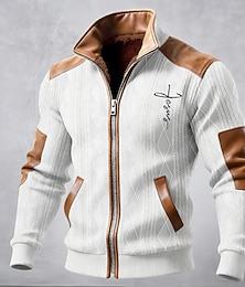 Χαμηλού Κόστους -Ανδρικά Χειμερινό παλτό Μπουφάν fleece Casual Jacket Καθημερινά ΕΞΩΤΕΡΙΚΟΥ ΧΩΡΟΥ Διατηρείτε Ζεστό Ζακάρ Τσέπη Φθινόπωρο Χειμώνας Συνδυασμός Χρωμάτων Cruce Κομψό στυλ street Καθημερινά Όρθιος Γιακάς