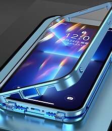 Недорогие -телефон Кейс для Назначение iPhone 17 Pro Max 17 Air i16 15 14 Pro Max Plus Магнитный адсорбционный футляр Кристально чистый Съемный Прозрачный Магнитный броня Закаленное стекло Металл