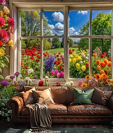 cheap -Tapestry Banners Blanket Flower Window 3D Bedroom Living Room Dorm Teens Room College Dorm Wall Porch Home Decor