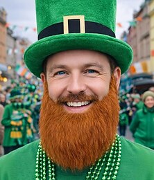 preiswerte -Herren-Kostümset zum St. Patrick's Day: Koboldhut und künstlicher Bart, grüner irischer Zylinder mit abnehmbarem Kunstbart, weiches Polyester, in verschiedenen Farben erhältlich – ideal für Paraden, Partys und Festivals.