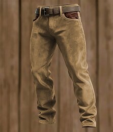 abordables -Hombre Pantalones pantalones de traje Chinos Retazos Bolsillo Color sólido Comodidad Listo para vestir Diario Exterior Negocio Ropa de calle Elegante Marrón Caqui
