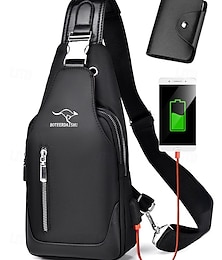 halpa -Miesten vedenpitävä Oxford-kankainen olkalaukku USB-latausportilla, monikäyttöinen, saatavilla useissa väreissä, täydellinen vapaa-aikaan ja ulkokäyttöön