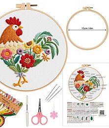 preiswerte -Hahn-Stickset: Blumenstickerei, DIY-Projekt für Anfänger, Geschenkidee für die Weihnachtszeit