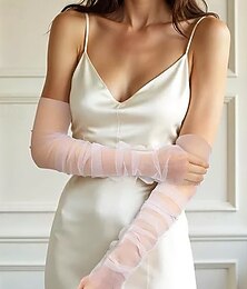 economico -A rete / Terilene Al ginocchio Guanti Elegante / Stile Vintage Con Colore puro Guanti da sposa / eleganti