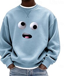 abordables -Homme Visage humain Sweatshirt manche longue Pulls molletonnés Col ras du cou Vêtements de sport Classique Occasionnel Quotidien Toutes saisons Bleu Noir Bleu Roi Vêtement Tenue Designer Impression 3D