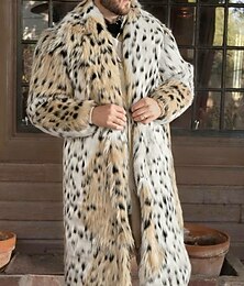 Χαμηλού Κόστους -Ανδρικά Χειμωνιάτικα μπουφάν Παλτό Faux Fur Διακοπές Καθημερινά Διατηρείτε Ζεστό Φλις Φθινόπωρο Χειμώνας Λεοπάρ Μοντέρνα Κομψό στυλ street Πέτο Μακρύ Χακί Σακάκια