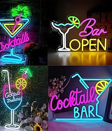 abordables -Enseigne lumineuse néon « cocktails » pour décoration murale de bar, enseigne LED à intensité variable alimentée par USB pour chambre, salon, restaurant, bar à domicile, fête, pub, boîte de nuit,