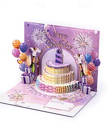 お買い得  -誕生日カード、花火、ポップアップケーキ、吹き飛ばせる光と音楽、女性、男性、お母さん、子供への誕生日プレゼント