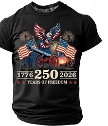 abordables -4 de julio de 2026 250º Día de los Caídos Camiseta de Cuello Redondo de Manga Corta con Impresión 3D de la Bandera de EE. UU. para Hombre Diario Calle