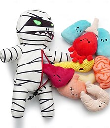 abordables -Jouets pour chiens momie zombie avec organes : peluches amusantes et couineuses à mâcher pour chiots, petites et moyennes tailles, jouets puzzle en peluche pour l'éducation canine et le jeu de