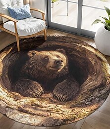 رخيصةأون -حصيرة منطقة تتضمن خداع بصري ثلاثي الأبعاد فخ بصري حصيرة بلا انزلاق تصميم كهف دب بني للمدخل المرحاض غرفة النوم غرفة المعيشة داخلي خارجي طين دياتومي سريع الجفاف ماص 2.6 قدم