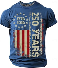 preiswerte -4. Juli 2026 250. Gedenktag Herren 3D Druck US-Flagge Rundhals Kurzarm T-Shirt Alltag Straße