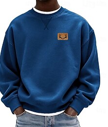 abordables -Homme Couleur Unie Sweatshirt manche longue Pulls molletonnés Col ras du cou Vêtements de sport Classique Occasionnel Quotidien Toutes saisons Bleu Noir Bleu Roi Vêtement Tenue Designer Impression 3D