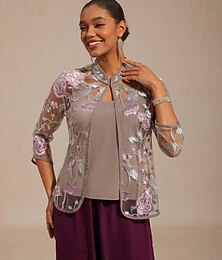 abordables -Femmes Hauts en dentelle Élégant Col haut Rose Claire Été Printemps Automne