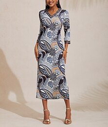 abordables -robe maxi moulante en maille stretch à imprimé cachemire abstrait