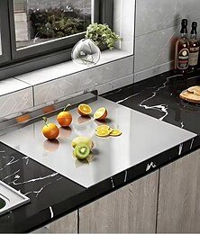 preiswerte -Robustes Nudelbrett aus Edelstahl – extra großes Schneidebrett mit rutschfester Oberfläche, strapazierfähige Konstruktion für Küche, Backen, Fleisch und Gemüse