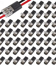 abordables -50 connecteurs de fils LED enfichables, bornes universelles compactes à 2 broches et 2 voies, connecteurs de fils à épissure rapide sans dénudage de calibre AWG 20-24